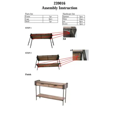 Konsola TORONTO 120x31x72 cm